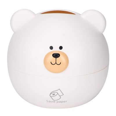 Firlar Multifunctional Tissue Box Holder Cover,Household Cartoon Bear Storage Organizer Facial Tissue Paper Holder Decorative for Home Office Desk(White)
