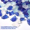Versatile Frosted Sea Glass Block - 1LB Blue Vase fillers, Aquarium Gravels, Sea Glass Decor, Ideal for DIY Crafts, and Home Decor - Perfect for Beach Weddings and More (Cobalt & Turquoise & White) view 2