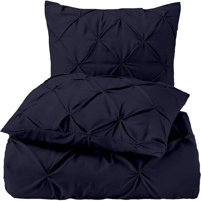 3 PC Full Size Duvet Cover Set Cotton All Season Navy Blue Duvet Cover Full (88 x 90)