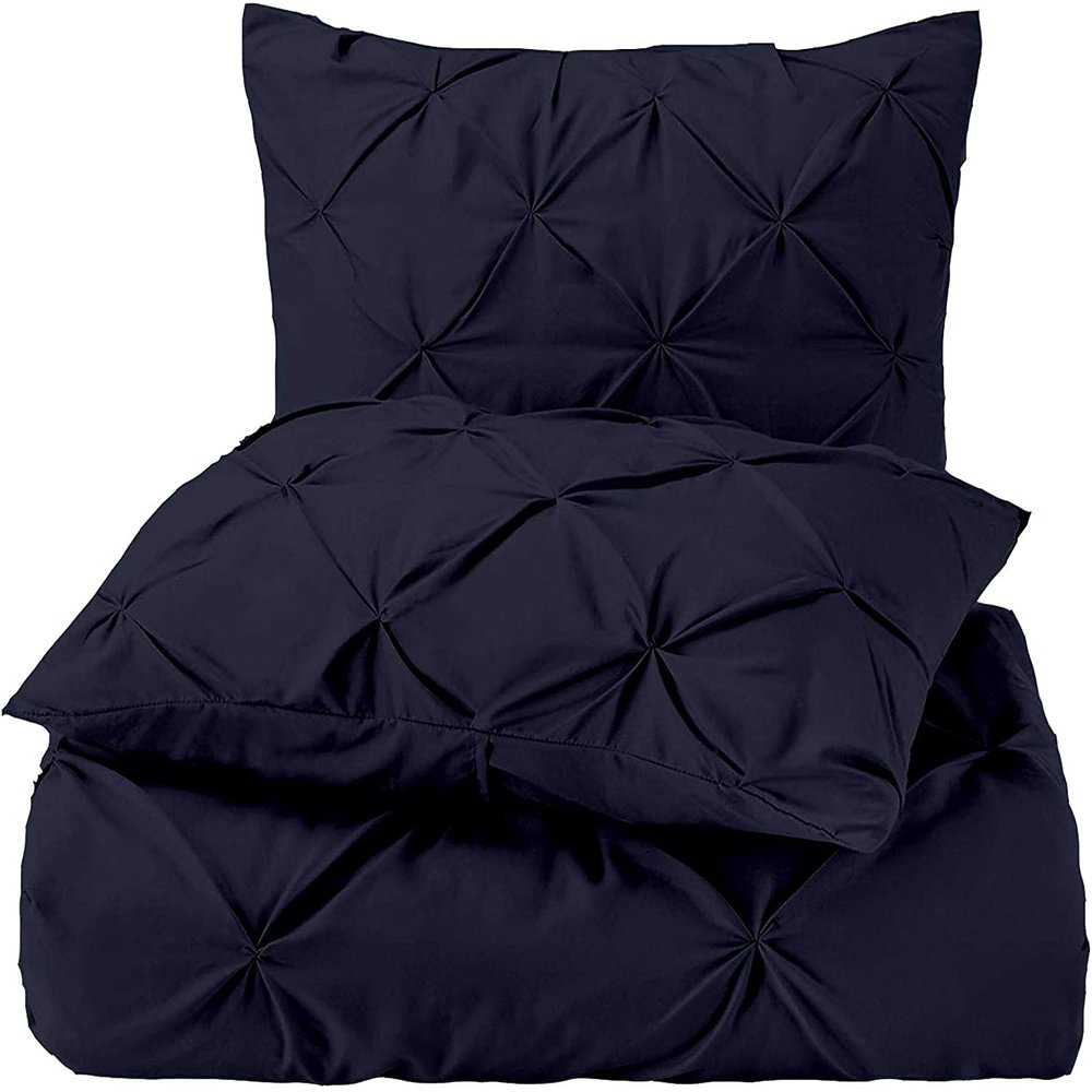 3 PC Full Size Duvet Cover Set Cotton All Season Navy Blue Duvet Cover Full (88 x 90)