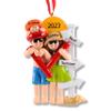 3D Beach Day Family of 3 Christmas Ornament 2025 Personalized Family Christmas Ornaments 2025 | Summer Vacation Personalized Tree Ornaments Customizable Gifts Household of Three Ornament view 1