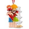 3D Beach Day Family of 3 Christmas Ornament 2025 Personalized Family Christmas Ornaments 2025 | Summer Vacation Personalized Tree Ornaments Customizable Gifts Household of Three Ornament view 2