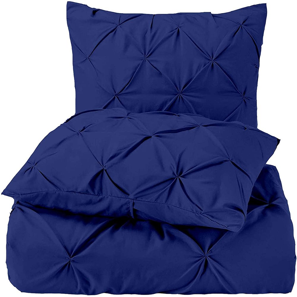 3 PC Queen Size Duvet Cover Set Cotton All Season Royal Blue Duvet Cover Queen (90 x 90)