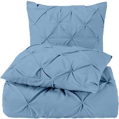 3 PC King Size Duvet Cover Set Cotton All Season Sky Blue Duvet Cover King (90 x 106)