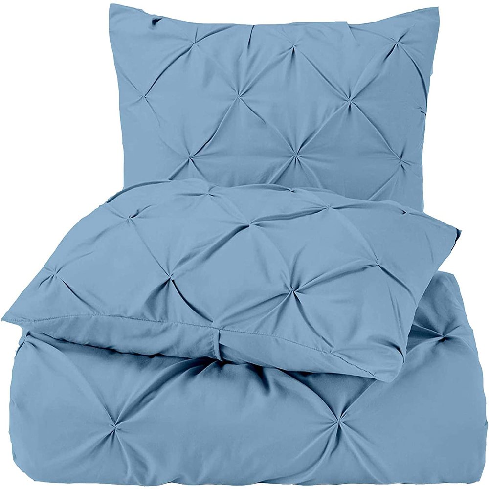 3 PC King Size Duvet Cover Set Cotton All Season Sky Blue Duvet Cover King (90 x 106)