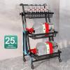 3-Tier Storage Cart, Multifunction Utility Rolling Cart Kitchen Storage Rack Room Organization,Folding Diaper Cart,Mobile Metal Shelving Unit Cart with Lockable Wheels for Bathroom,Laundry,Living Room view 3