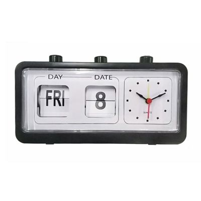 Obetuens Manual Jump Cndar Alarm Clock, Plastic Jump Cndar Alarm Clock, 270g Cndar Desktop Alarm Clock for Study Room, Bedroom, Living Room, or Office(Black)