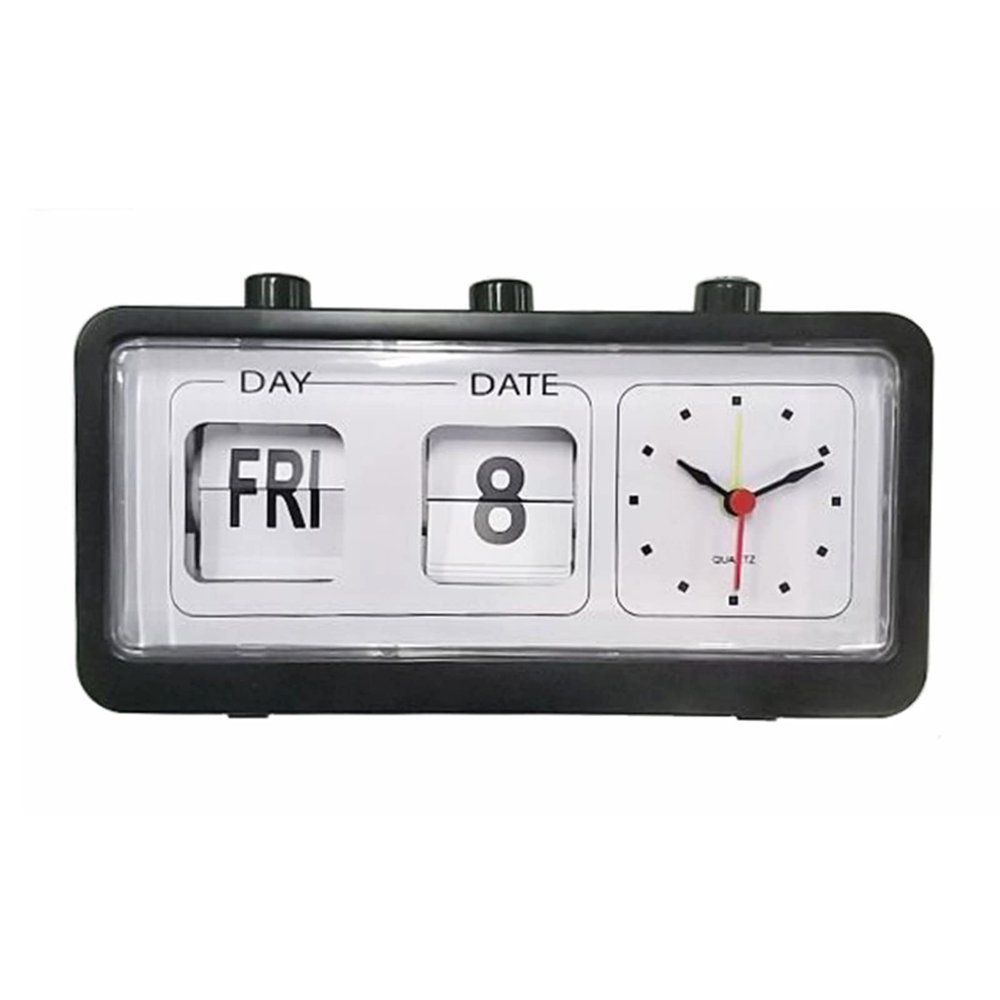 Obetuens Manual Jump Cndar Alarm Clock, Plastic Jump Cndar Alarm Clock, 270g Cndar Desktop Alarm Clock for Study Room, Bedroom, Living Room, or Office(Black)