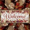 Autumn Welcome Burgundy and Gold Wreath Handmade Deco Mesh Available in 24 inch and 28 inch diameters view 2
