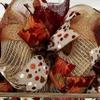 Autumn Welcome Burgundy and Gold Wreath Handmade Deco Mesh Available in 24 inch and 28 inch diameters view 3
