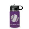 LaserGram Personalized Water Bottle, Baseball Ball, Stainless Steel Double Wall Vacuum Insulated with Flip Top Straw, Custom Engraved Gift (12oz / 335ml Dark Purple) view 1