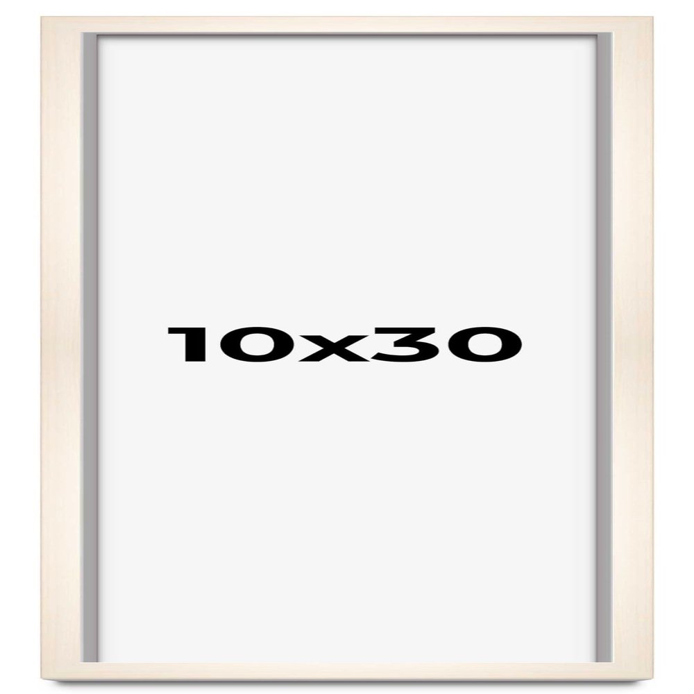10x30 Shadow Box Cream of Wheat White Washed Display Frame | 0.875 Inches Deep Solid Wood Shadowbox | UV Resistant Acrylic Front, Acid Free Backing, and Hanging Hardware | Waverly Picture Frame Style
