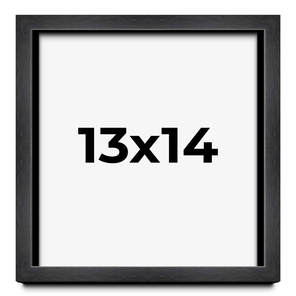 13x14 Shadow Box Frame Grey Charcoal Black | 0.875 Inches Deep | Solid Wood Shadowbox Display Frame | UV Resistant Acrylic Plexiglass, Acid Free Backing and Hanging Hardware | Brenner Frame Style