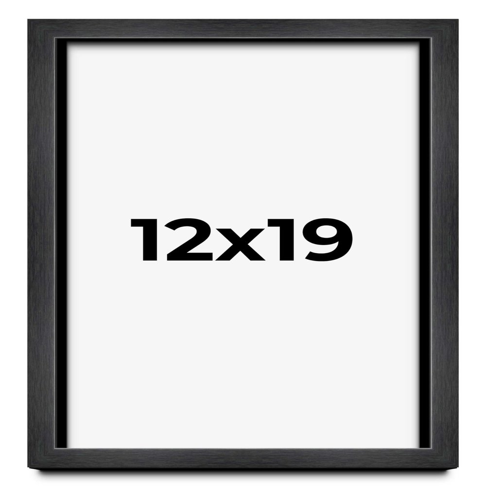 12x19 Shadow Box Frame Grey Charcoal Black | 0.875 Inches Deep | Solid Wood Shadowbox Display Frame | UV Resistant Acrylic Plexiglass, Acid Free Backing and Hanging Hardware | Brenner Frame Style