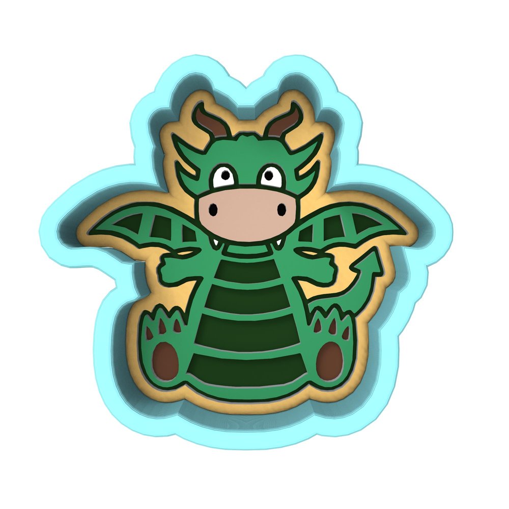 Dragon Cookie Cutter & Stamp #3 (3.5 in. Tall X 3.24 in. Wide)
