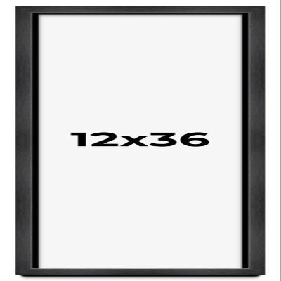 12x36 Shadow Box Frame Grey Charcoal Black | 0.875 Inches Deep | Solid Wood Shadowbox Display Frame | UV Resistant Acrylic Plexiglass, Acid Free Backing and Hanging Hardware | Brenner Frame Style