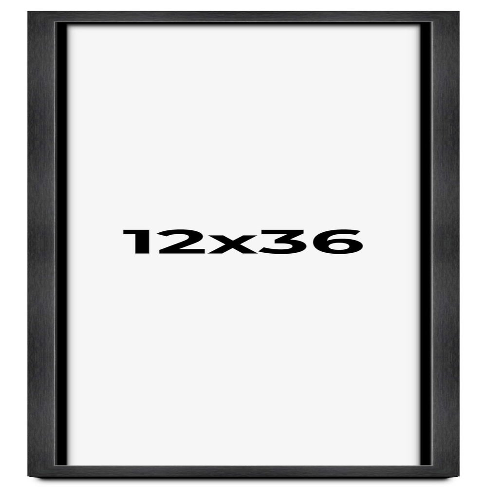 12x36 Shadow Box Frame Grey Charcoal Black | 0.875 Inches Deep | Solid Wood Shadowbox Display Frame | UV Resistant Acrylic Plexiglass, Acid Free Backing and Hanging Hardware | Brenner Frame Style