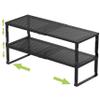 Jojocross Expandable Adjustable Stackable Kitchen Organizer, Spice Rack,Metal Pantry Storage Shelves Racks,Counter Shelf for Cabinets, Countertop, Cupboard(2 Packs/Medium/Black) view 1