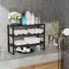 Jojocross Expandable Adjustable Stackable Kitchen Organizer, Spice Rack,Metal Pantry Storage Shelves Racks,Counter Shelf for Cabinets, Countertop, Cupboard(2 Packs/Medium/Black) view 3