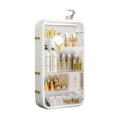 JATIBOSH Wall-Mounted Makeup and Skincare Organizers Cosmetic Storage Box for Bathroom, Living Roomand Bedroom, Wall Floating Shelves Organizer Transparent Multi-Function Floating Rack