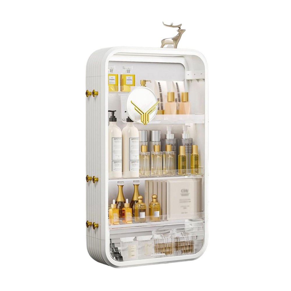 JATIBOSH Wall-Mounted Makeup and Skincare Organizers Cosmetic Storage Box for Bathroom, Living Roomand Bedroom, Wall Floating Shelves Organizer Transparent Multi-Function Floating Rack
