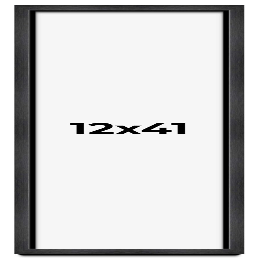 12x41 Shadow Box Frame Grey Charcoal Black | 0.875 Inches Deep | Solid Wood Shadowbox Display Frame | UV Resistant Acrylic Plexiglass, Acid Free Backing and Hanging Hardware | Brenner Frame Style