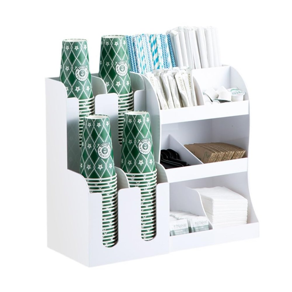 Coffee Station Organizer Set, Acrylic Coffee Bar Organizer For Counter, Coffee Condiment And Cup Storage Organizer
