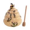 Blue Sky Clayworks Beautiful Hive and Jolly Bees Honey Pot with Dipper Stick view 1