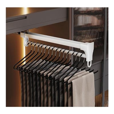ElicNa Pull Out Clothes Hanger Rail for Closet Adjustable Wardrobe Clothing Rail Top Mount Wardrobe Rack for Pants Clothes (Color : White, Size : 310mm/12inch)