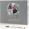 molekaus Wedding Guest Book Polaroid Guest Book Wedding Reception 100 Pages Thick Paper Hardcover 8" x 10" Personalized Wedding Guest Book Alternative with Pen, Photo Corner Protectors Dark Gray view 1