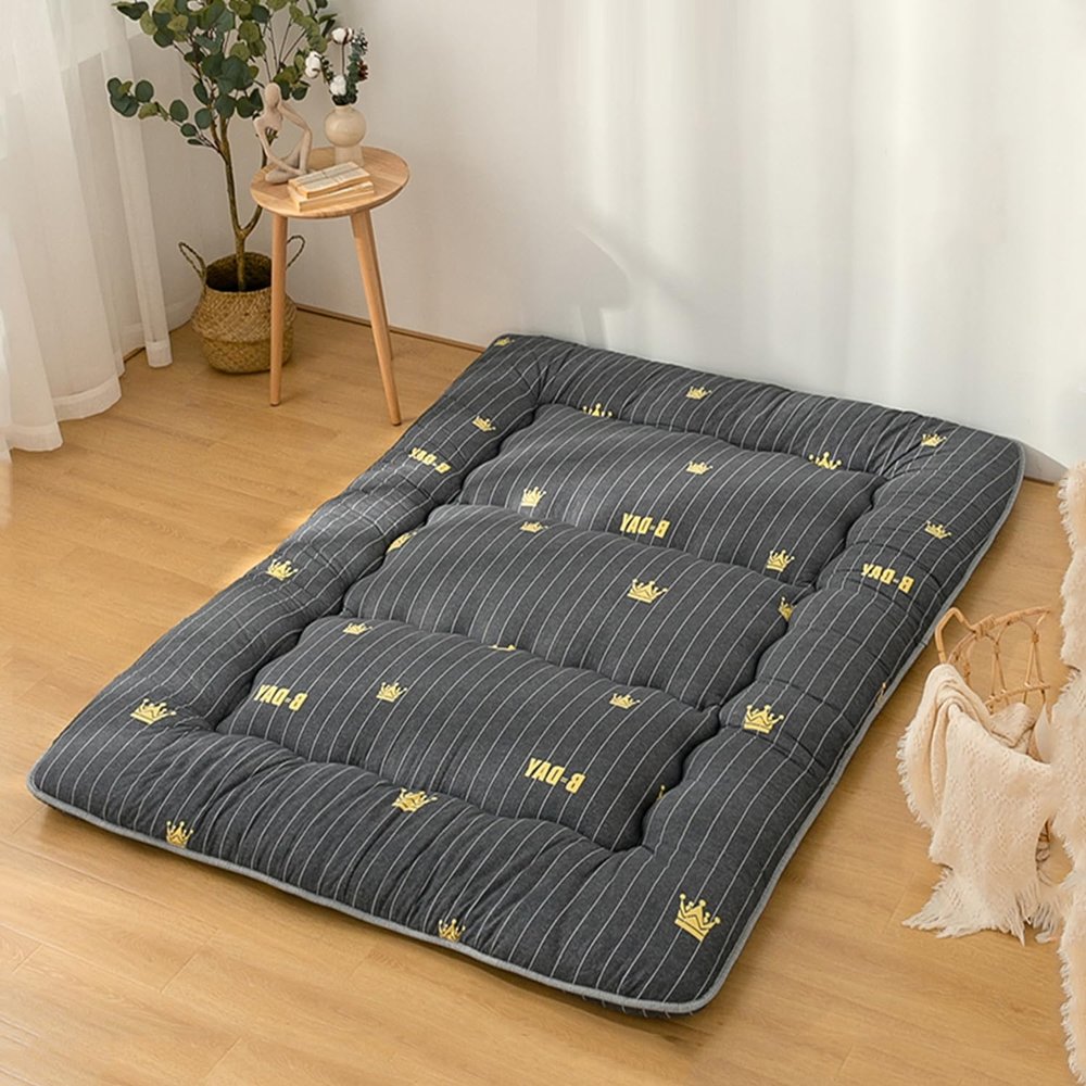 Futon Mattress Folding,Roll Up Floor Mattress for Adults Twin Size Mattress Topper with Cover,Japanese Floor Mat,Guest Room Bed Portable Camping Mattress,Crown,King/180x200cm