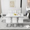 NYEESS Modern Dining Table Set for 8, Rectangular Faux Marble Dining Table Set with 0.39'' Thick Faux Marble Tabletop8 Faux Leather Upholstered Chairs Suitable for Dining Room,Living Room view 2