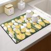 Creative Flower Dish Drying Mat For Kitchen Counter|Abosrbent Quick Dry Pad Coffee Mat|Multiple Usage Drainer Mats With Non-Slip Rubber Backed,A,50X80cm(19.6x31.4in) view 3