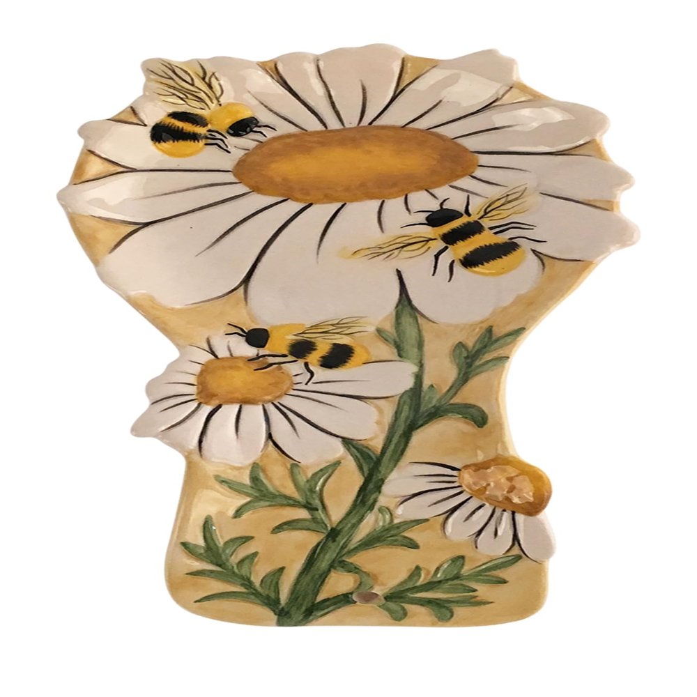 Blue Sky Clayworks Great Flower and Bustling Honey Bee Spoon Rest