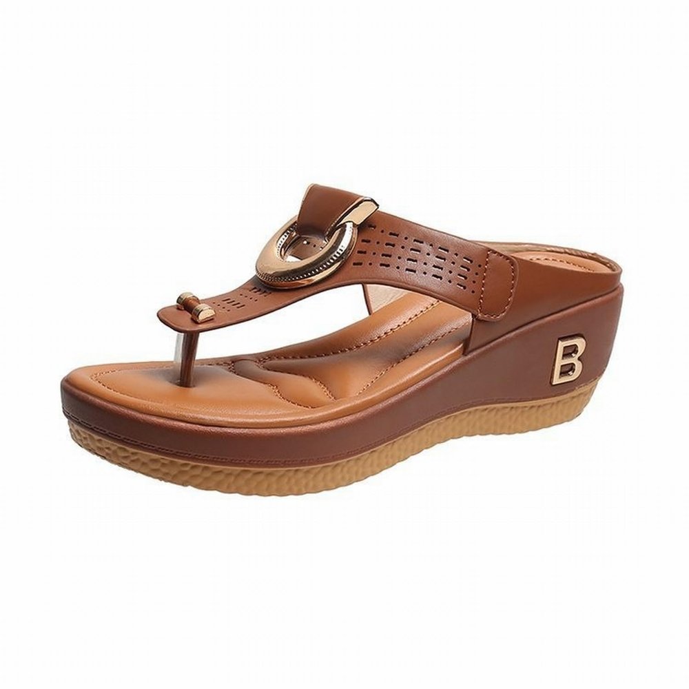 CsgrFagr Women Wedge Beach Sandals Thong Platform Wedge Beach Platform Thong Wedge Beach Warm Fuzzy Slipper Socks (Brown, 5.5)