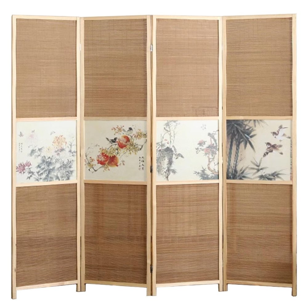 LXLZYXSF 59 67 74 Inch Room Divider Wall for Office Restaurant, 5 4 3 4 Panels Portable Folding Barrier Screen with Chinese Pattern, Freestanding Separator (Size : 1.8m/71 H 4 Panel (2m W))