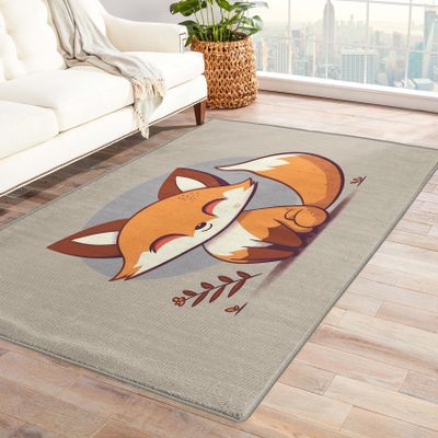 ZDABAOEC Kids Fox Rug, 2x3 Rug, Cute Cartoon Animal Area Rugs for Boys Girls Bedroom & Room Decor, Nursery Playroom Classroom Patterned Small Rug, Washable Non Slip Indoor Floor Carpet