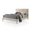 Furniture of America Reverie Mid-Century Modern Chevron Tufted Fabric Upholstered Full-Size Bed for Bedroom, Guest Room, Beige view 1