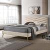 Furniture of America Reverie Mid-Century Modern Chevron Tufted Fabric Upholstered Full-Size Bed for Bedroom, Guest Room, Beige view 2