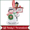 3D Snowman Family of 5 Ornament 2025 Personalized Family Christmas Ornaments 2025 | Snow People Cardinal Personalized Tree Ornaments for Grandchildren, Siblings & Grandkids of Five Ornament Snowmen view 4