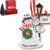 3D Snowman Family of 4 with Bird Ornament 2025 Personalized Family Christmas Ornaments 2025 | Snowmen Cardinal Personalized Tree Ornaments Customizable Gifts Snow People of Four with Pet Ornament view 1