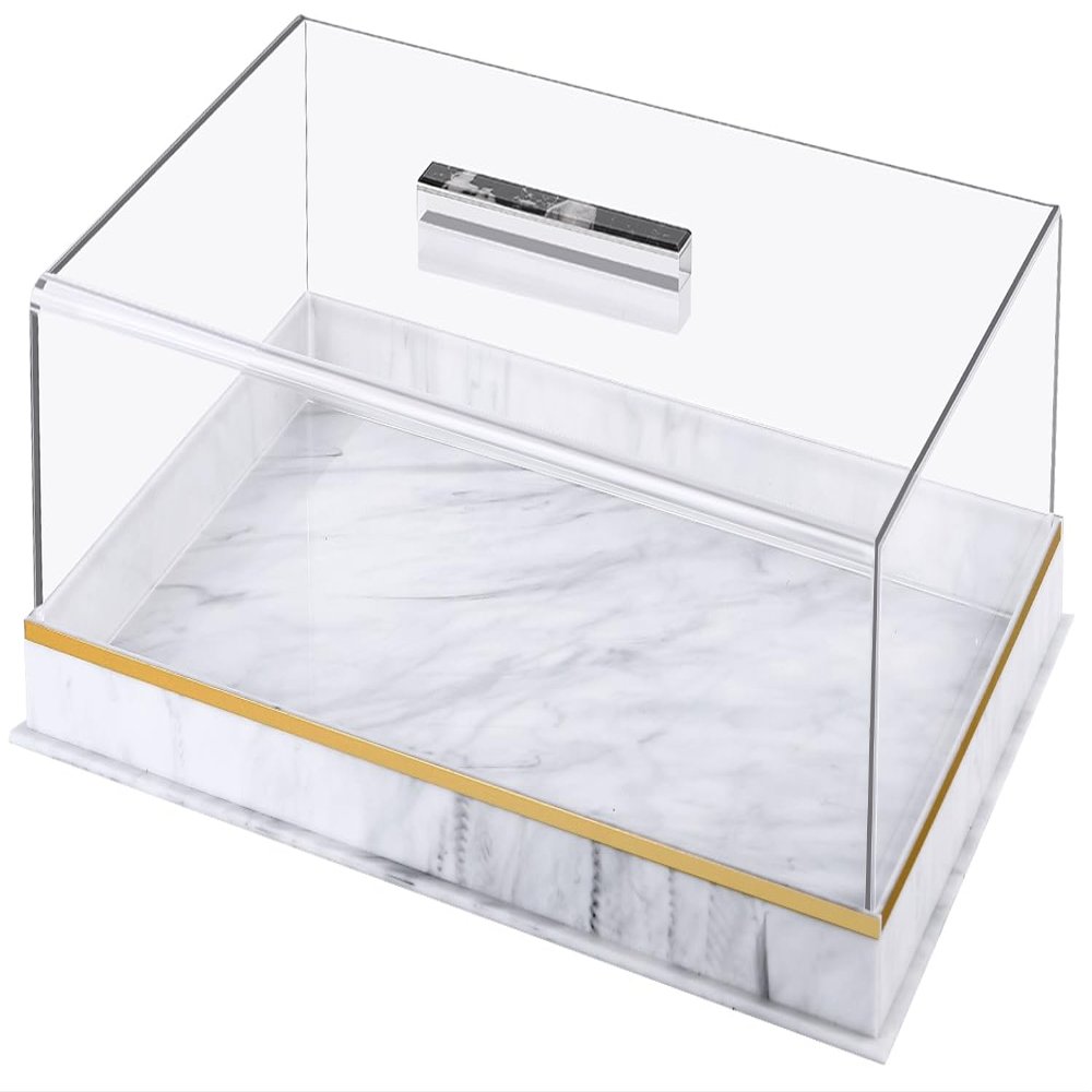 Acrylic Rectangular Cake Tray, 15"x9"x4.7"Cake Stand Plate with Clear Cover Lid, Multifunctional Pastry Serving Tray, Dessert Holder Tray, Rectangle Cake Platter with Lid for Party, Home, Kitchen