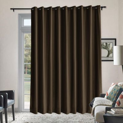 Frelement Room Darkening Velvet Curtains Extra Wide Privacy Drapes for Sliding Glass Doors Luxury Velvet Curtains with Grommet Top Backdrop Curtains, 250" W x 102" L, 1 Panel, Chocolate