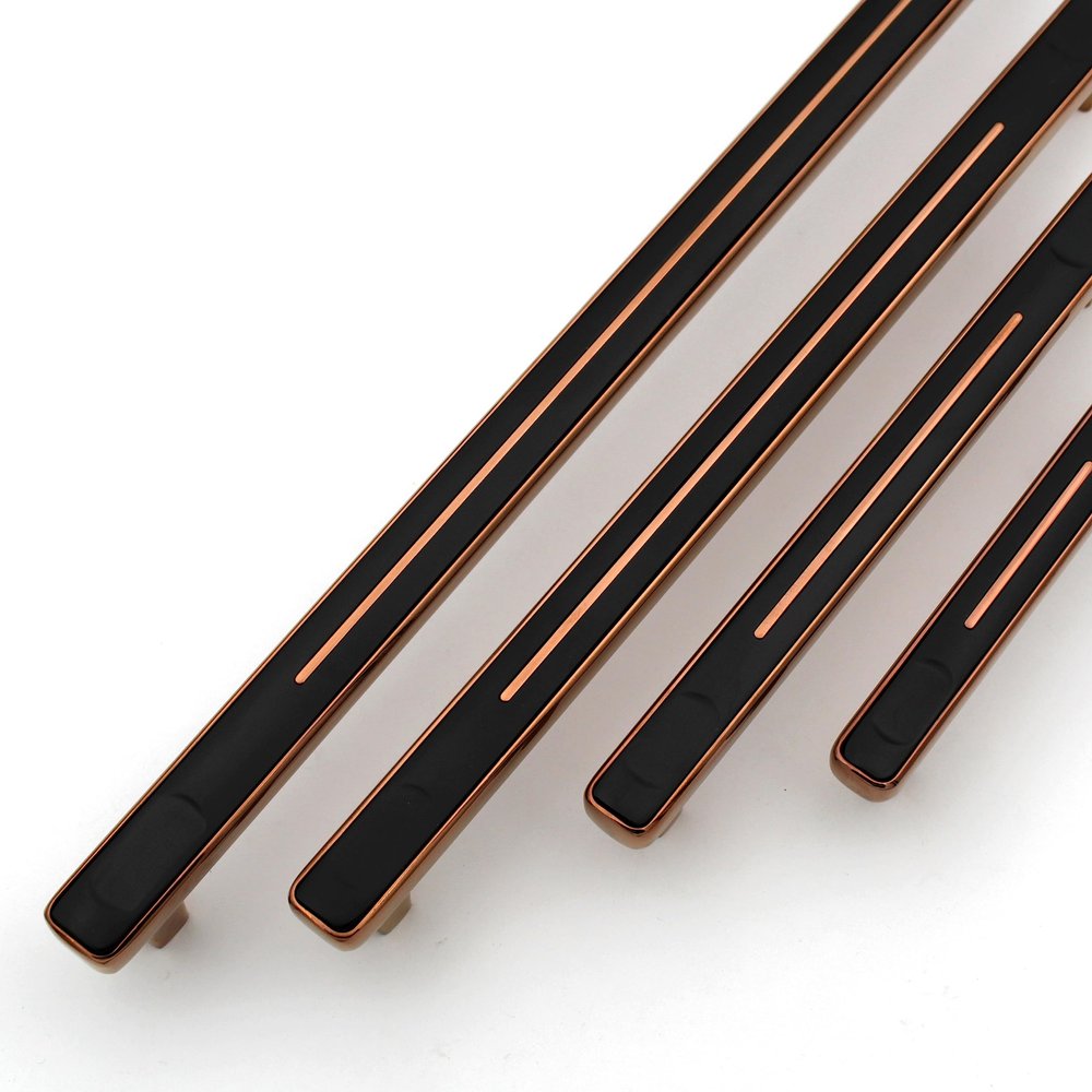 Premium Black Copper Bar Handles, Modern Gold Cabinet Hardware, Furniture Pulls for Doors, Cabinets, Cupboards & Drawers - 1 piece (4.8 inch)