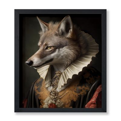 Poster Master Aristocratic Wolf Poster - Renaissance Print - Portrait Art - Wolf Art - Gift for Men, Women & Animal Lover - Funny Decor for Living Room, Bedroom or Kid's Room - 16x20 UNFRAMED Wall Art