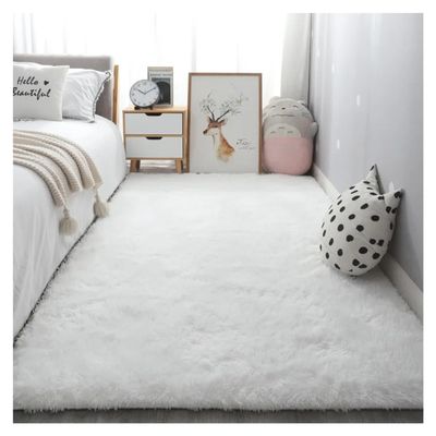 Living Room Decoration Plush Carpet Artificial Rabbit Fur Bedroom Large Area Rug Home Decoration Plush Bedroom Mats Thicken Fluffy Rugs Soft Lounge Carpets Tatami Bedside Decoration Mat ( Color : Whit