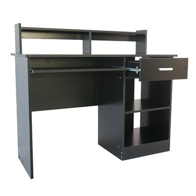 UDeuxff Office Small Computer Desk,Home Table with Drawers & Storage Shelves, Modern Writing Desk,Study Table Workstation (Black)