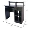 UDeuxff Office Small Computer Desk,Home Table with Drawers & Storage Shelves, Modern Writing Desk,Study Table Workstation (Black) view 2