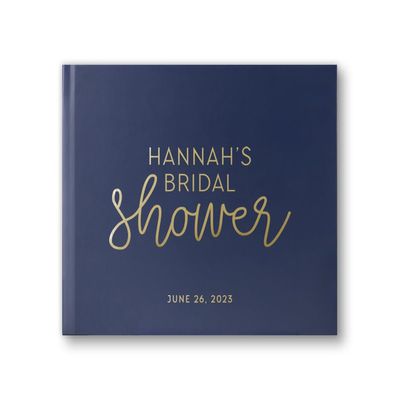 Bridal Shower Guest Book Photo Album Advice for Bride Groom Wedding Party Guestbook Gift for Future Bride - Navy Blue Gold (9x6)