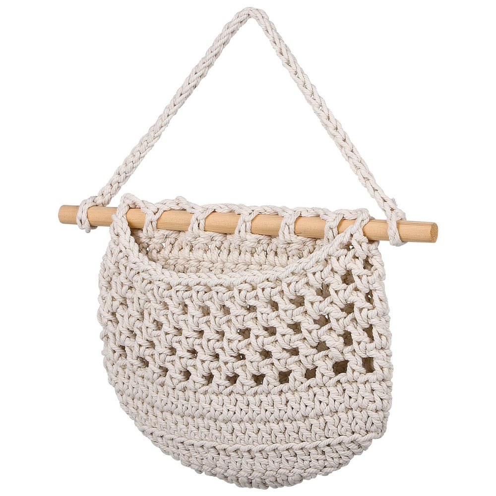 EXCEART Fruit Wall Basket Decor Hanging Storage Organizer Boho Style Fruit Holder for Kitchen